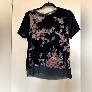 Mystree Floral Velvet Women's Top